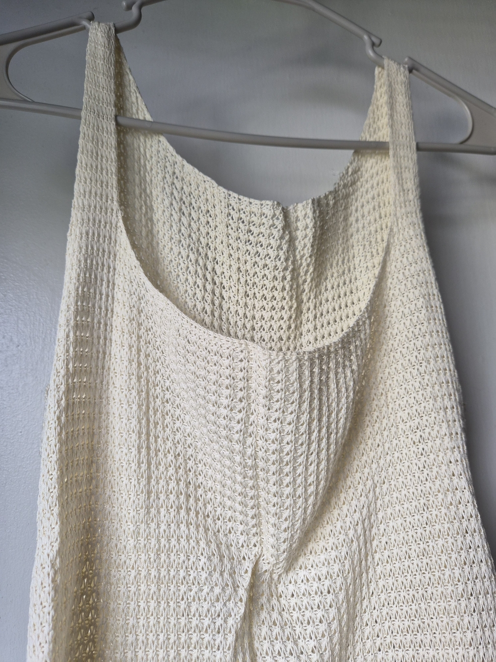 Cream Crochet Knit Tank Top - L
